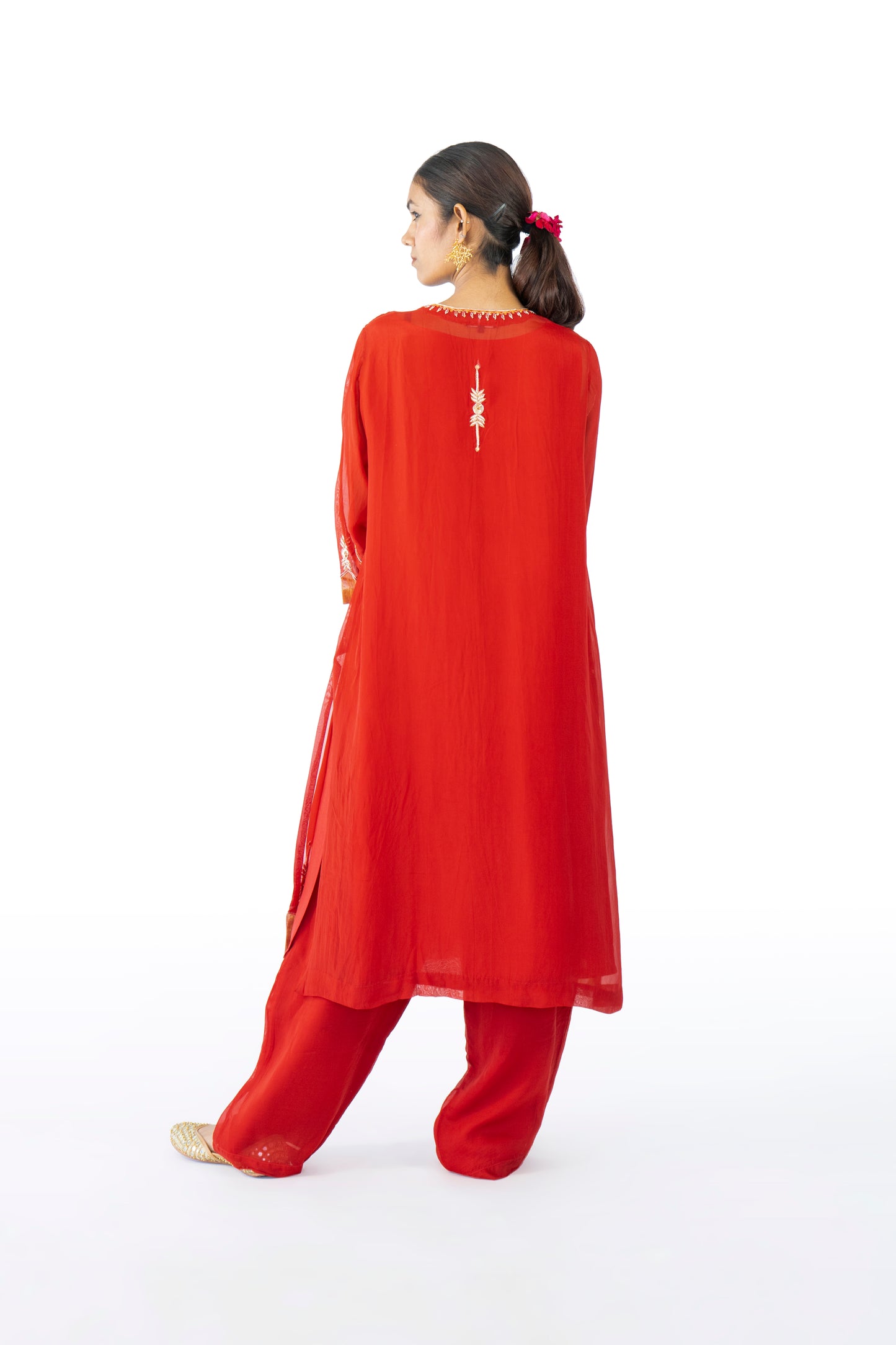Orange Organza Kurta Set
