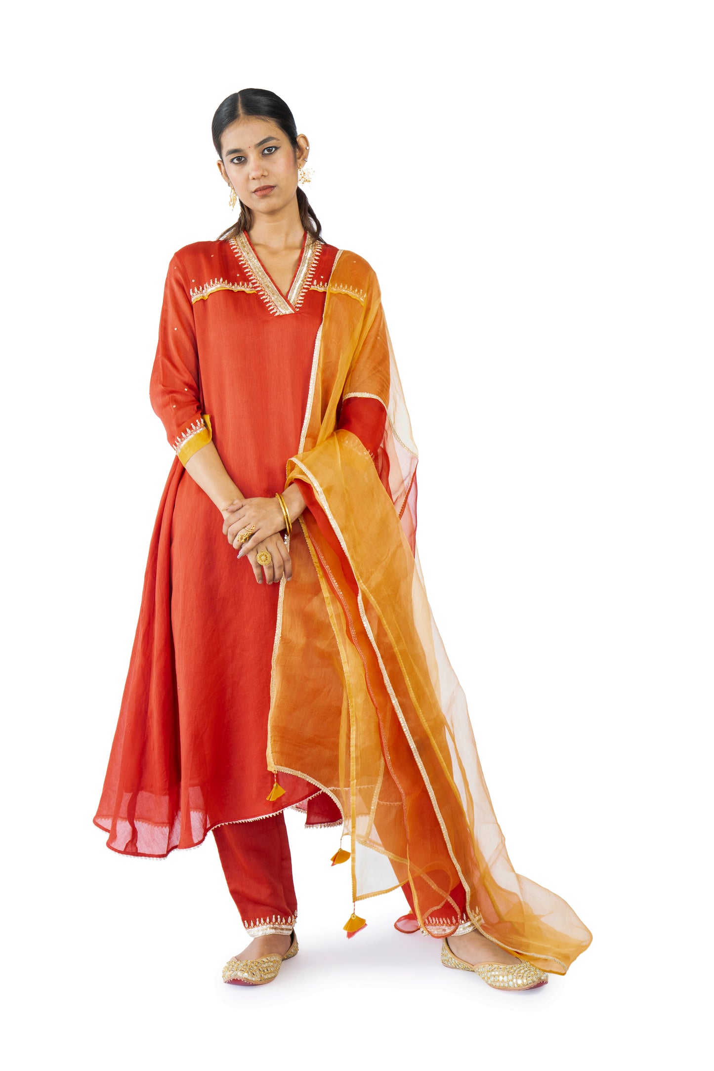 Brown Chanderi Kurta Set