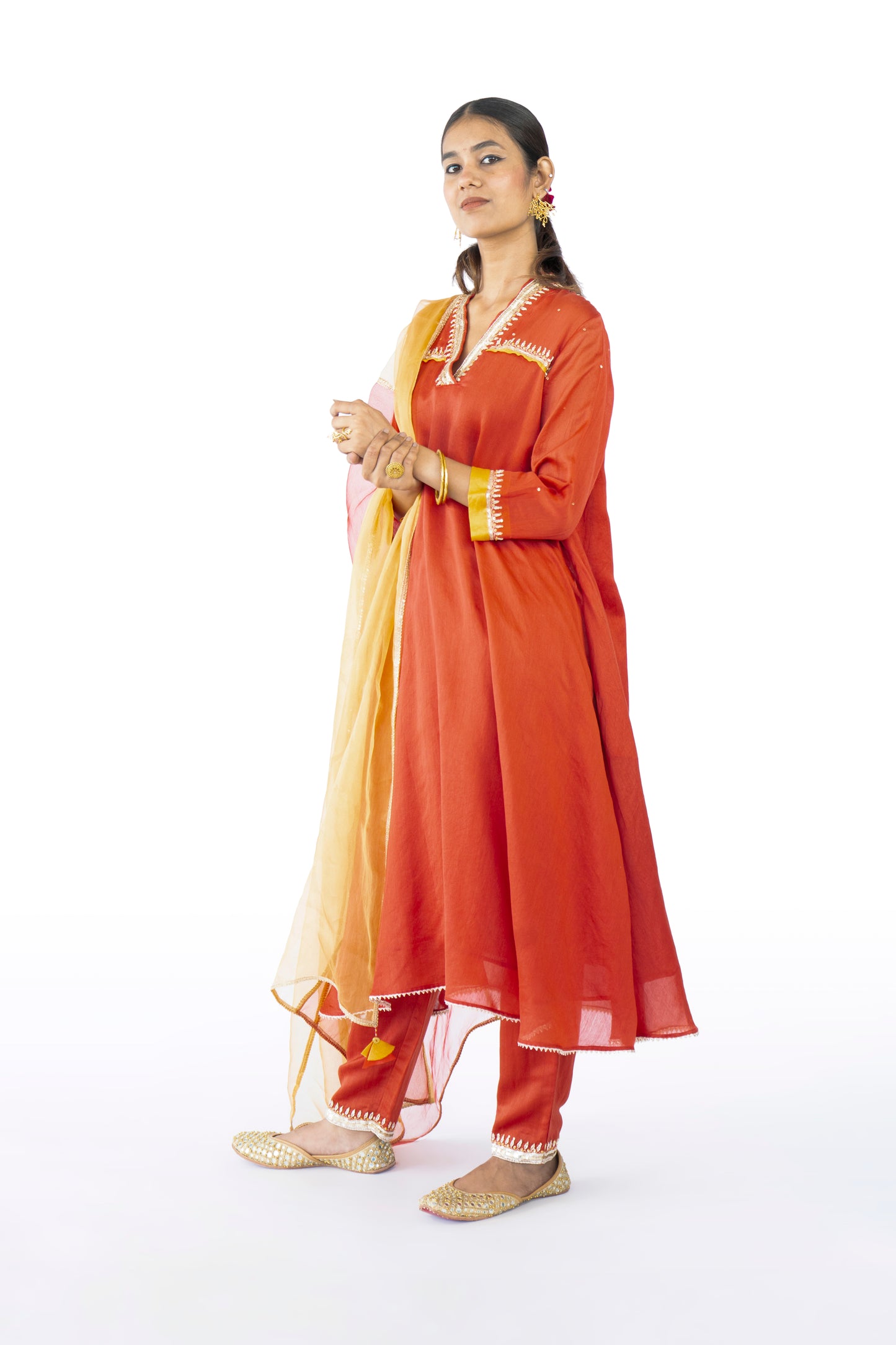 Brown Chanderi Kurta Set