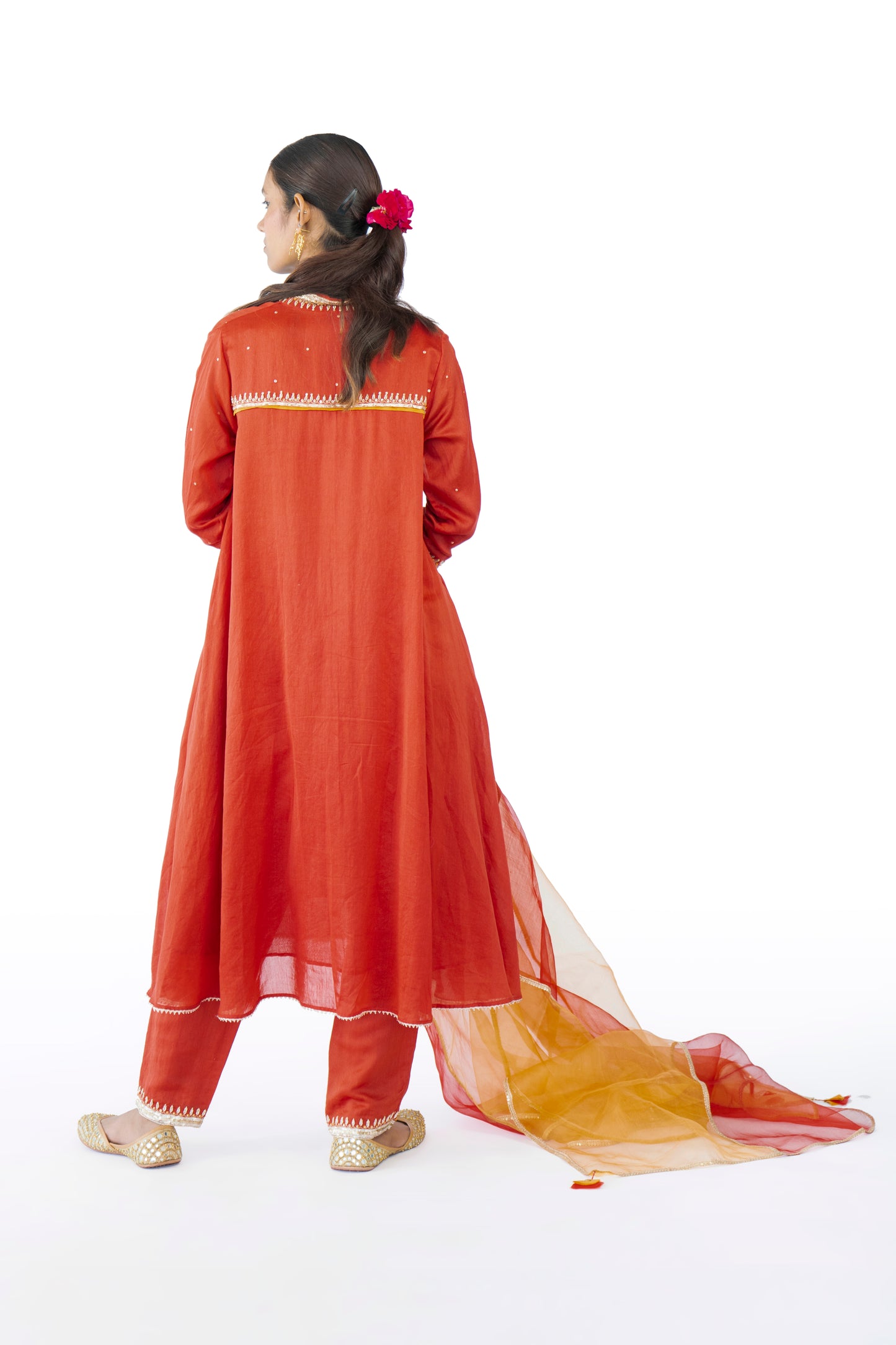 Brown Chanderi Kurta Set