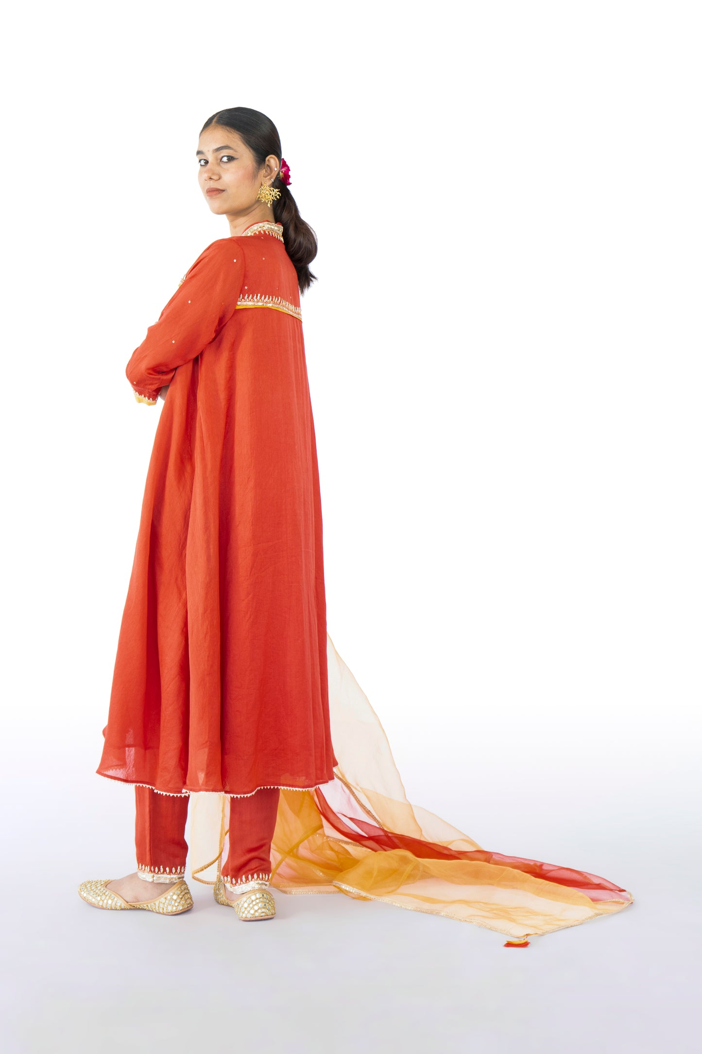Brown Chanderi Kurta Set
