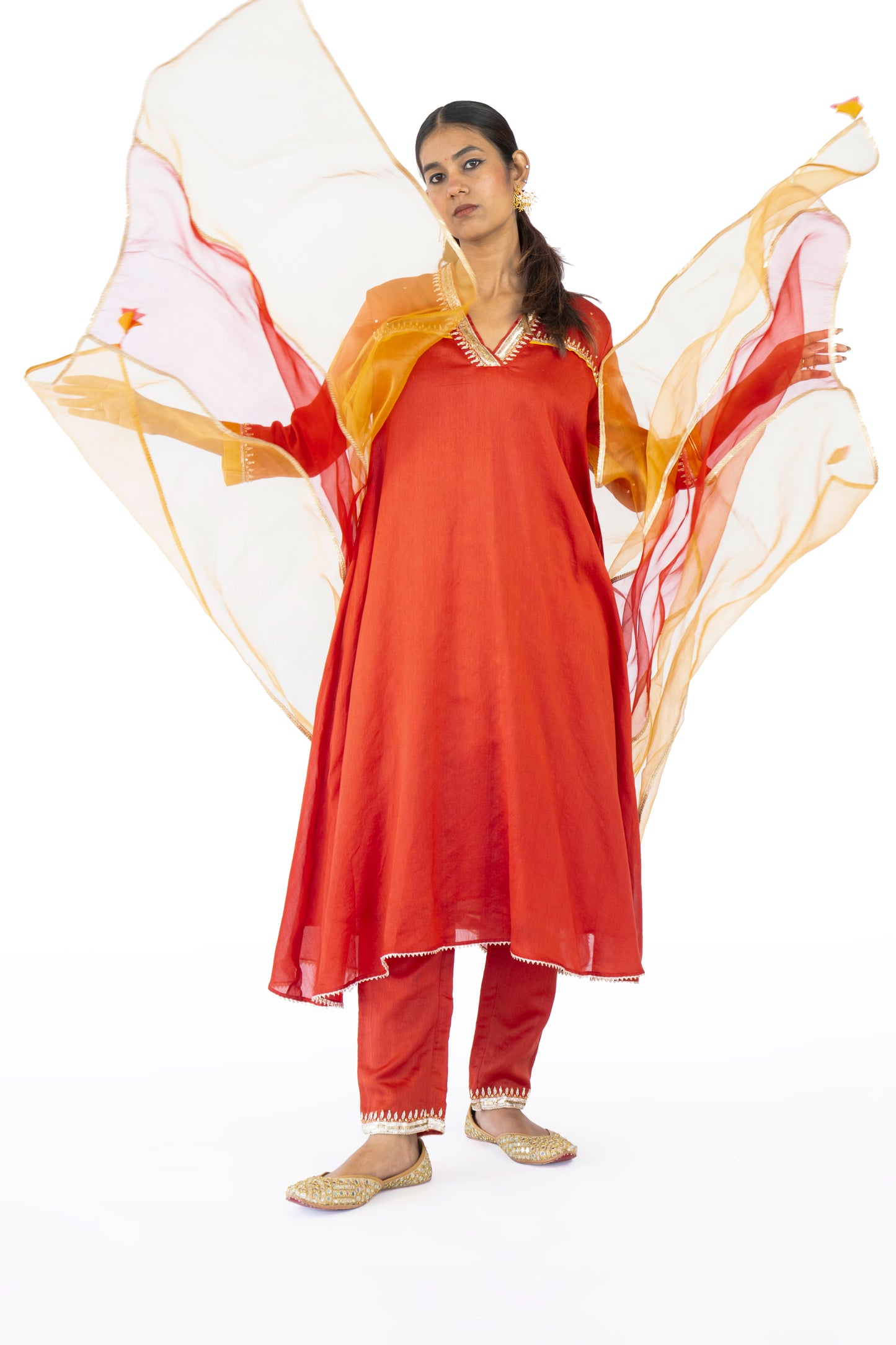 Brown Chanderi Kurta Set