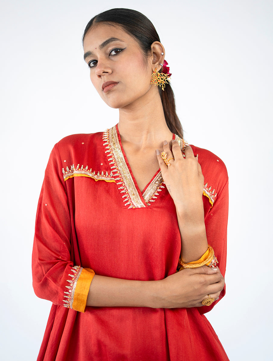 Brown Chanderi Kurta Set