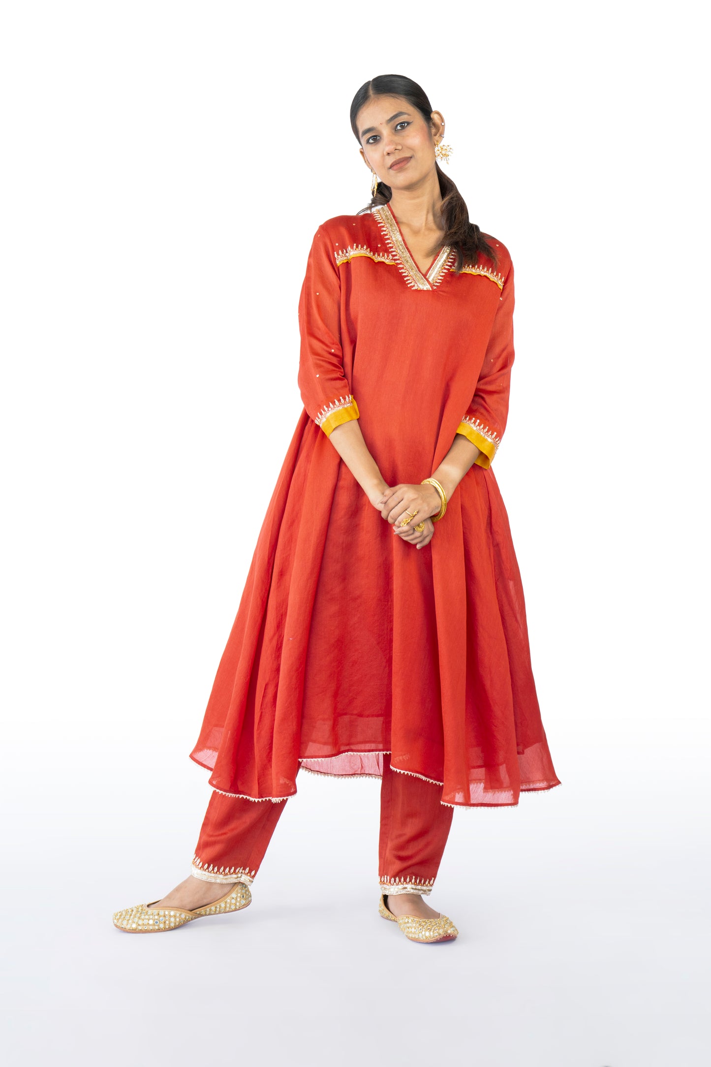Brown Chanderi Kurta Set