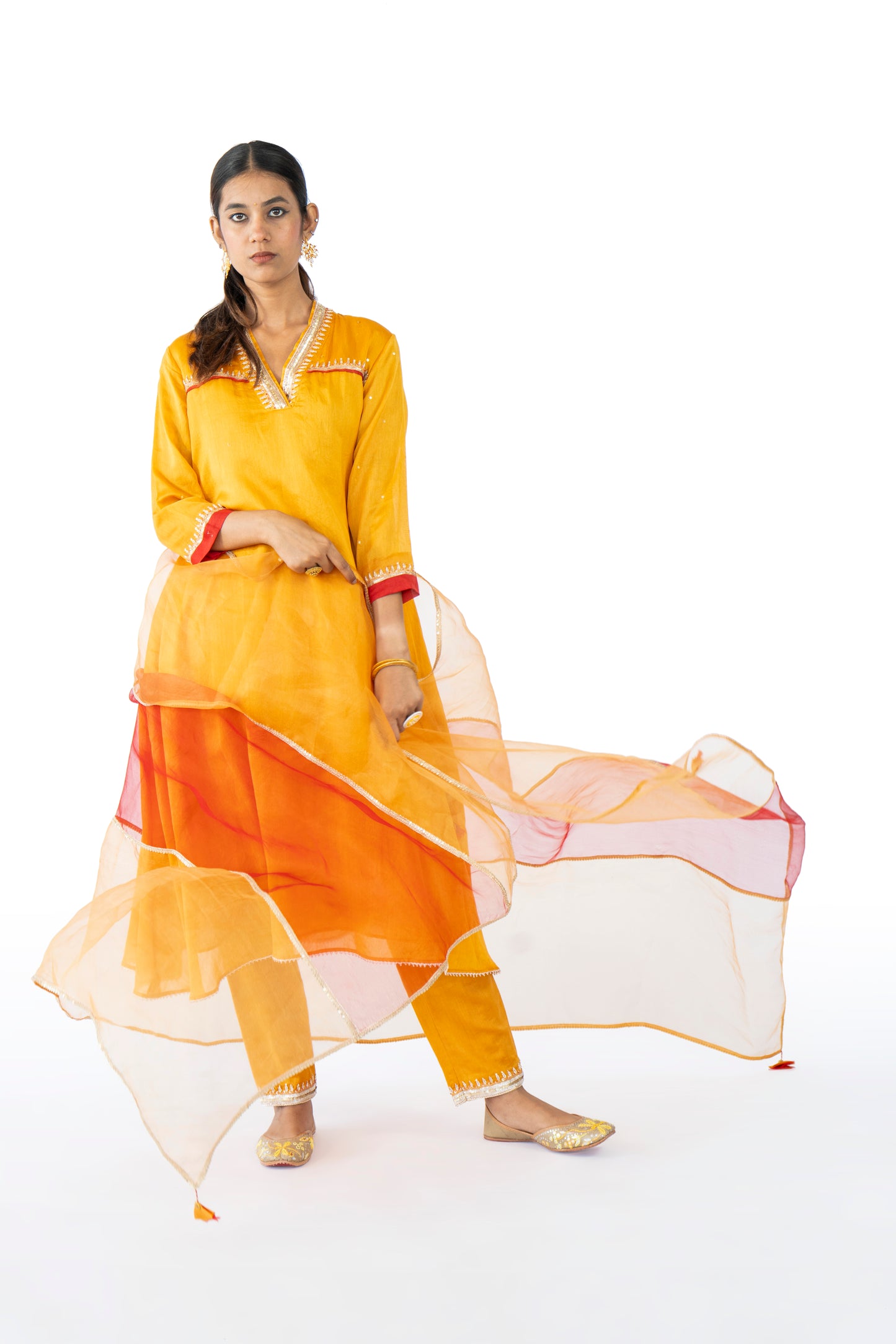 Brown Chanderi Kurta Set