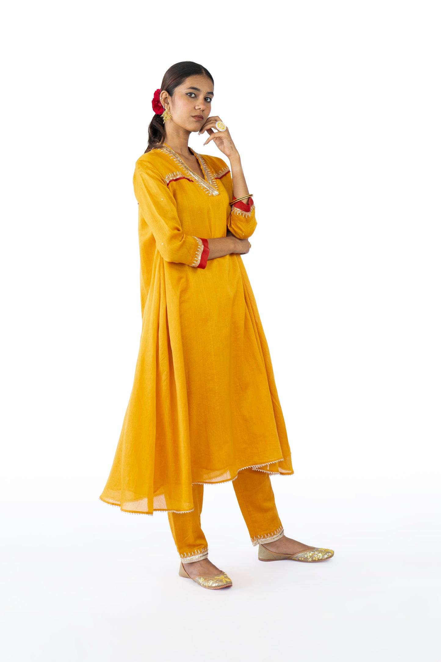 Brown Chanderi Kurta Set