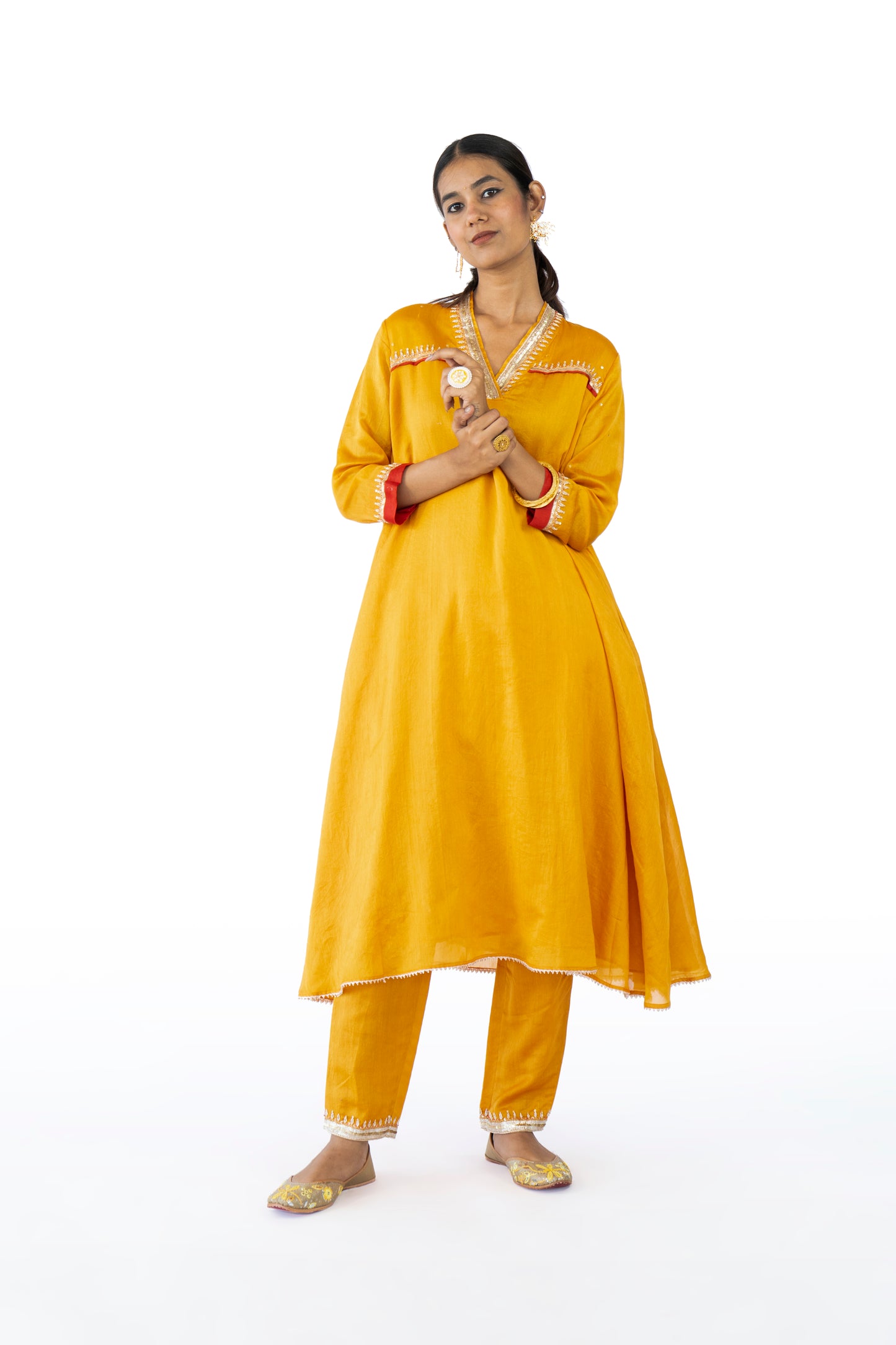 Red Chanderi Kurta Set