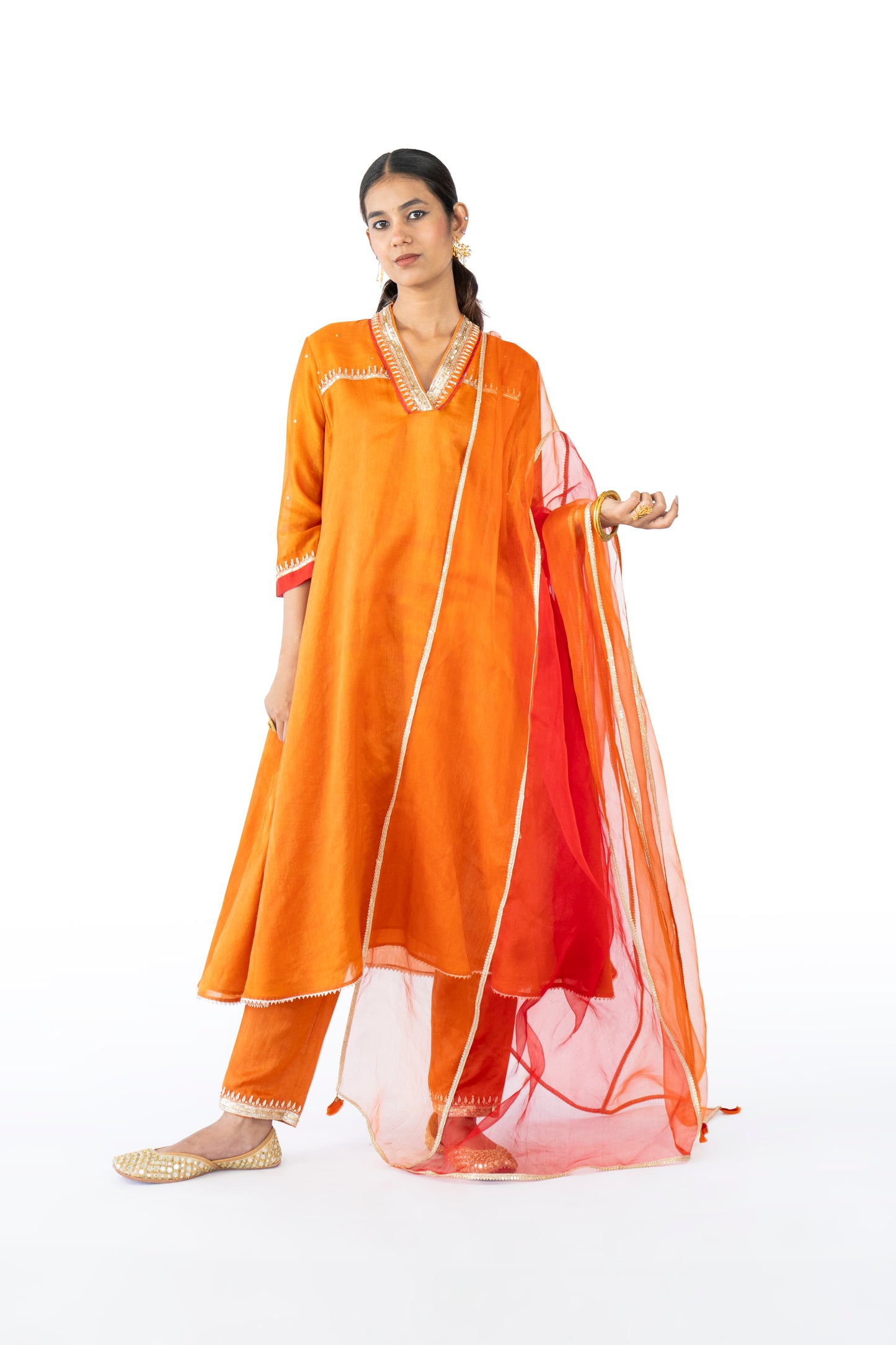 Brown Chanderi Kurta Set