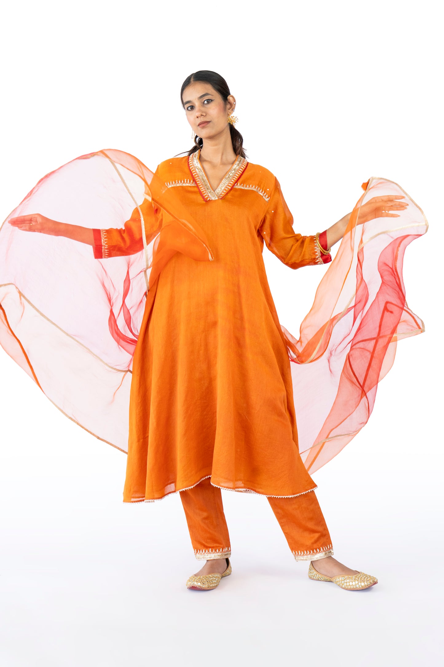 Brown Chanderi Kurta Set