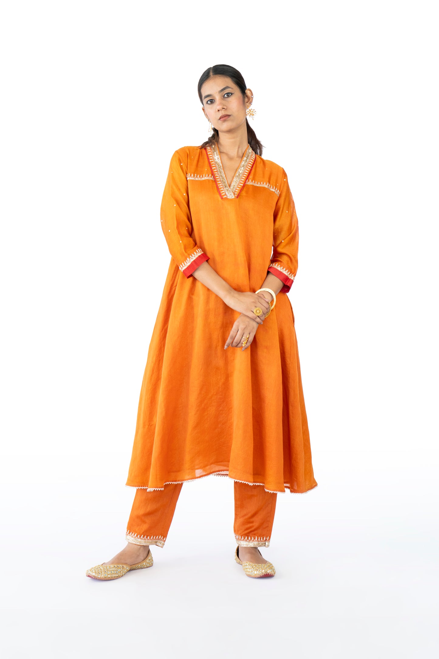 Brown Chanderi Kurta Set