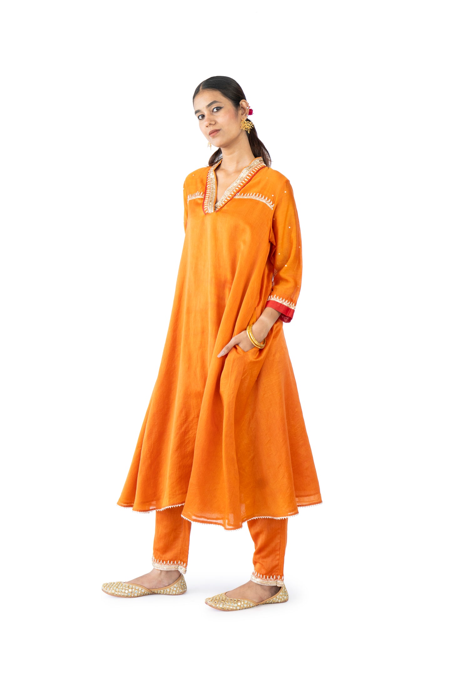 Brown Chanderi Kurta Set