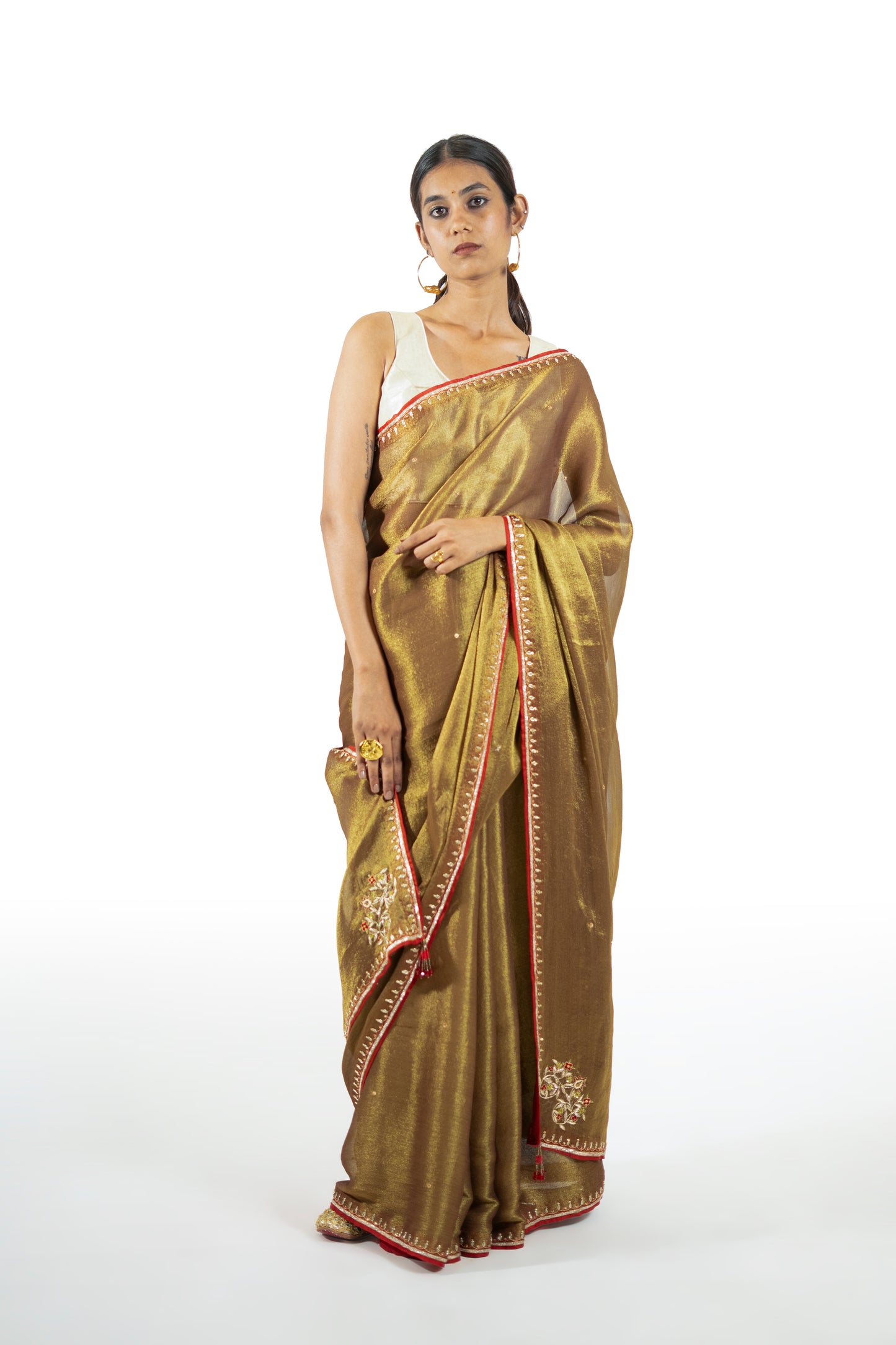 Mustard Tissue Saree