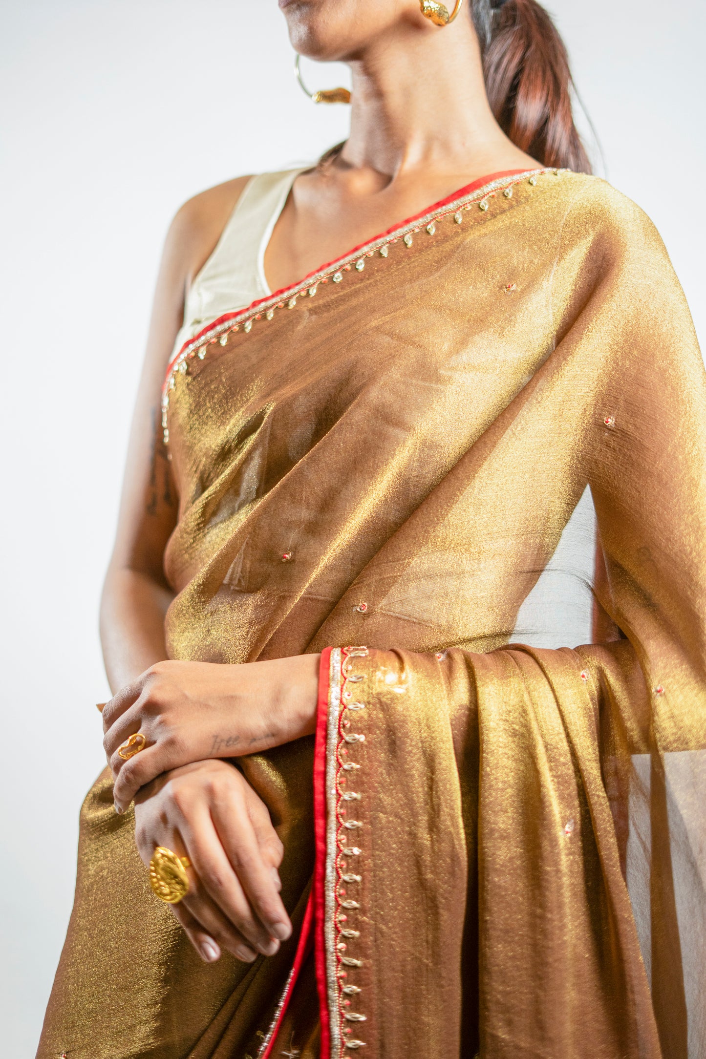 Mustard Tissue Saree