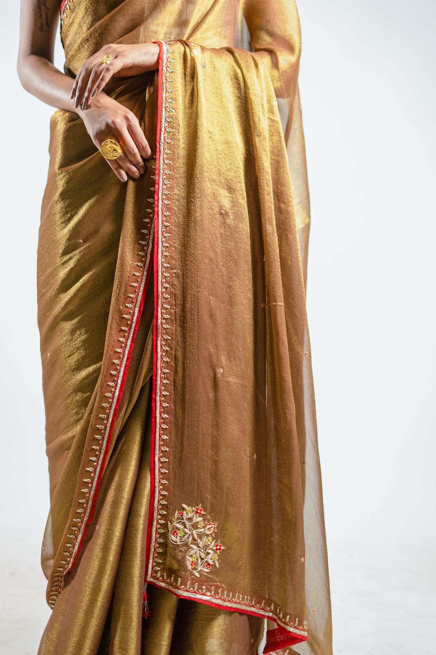 Mustard Tissue Saree