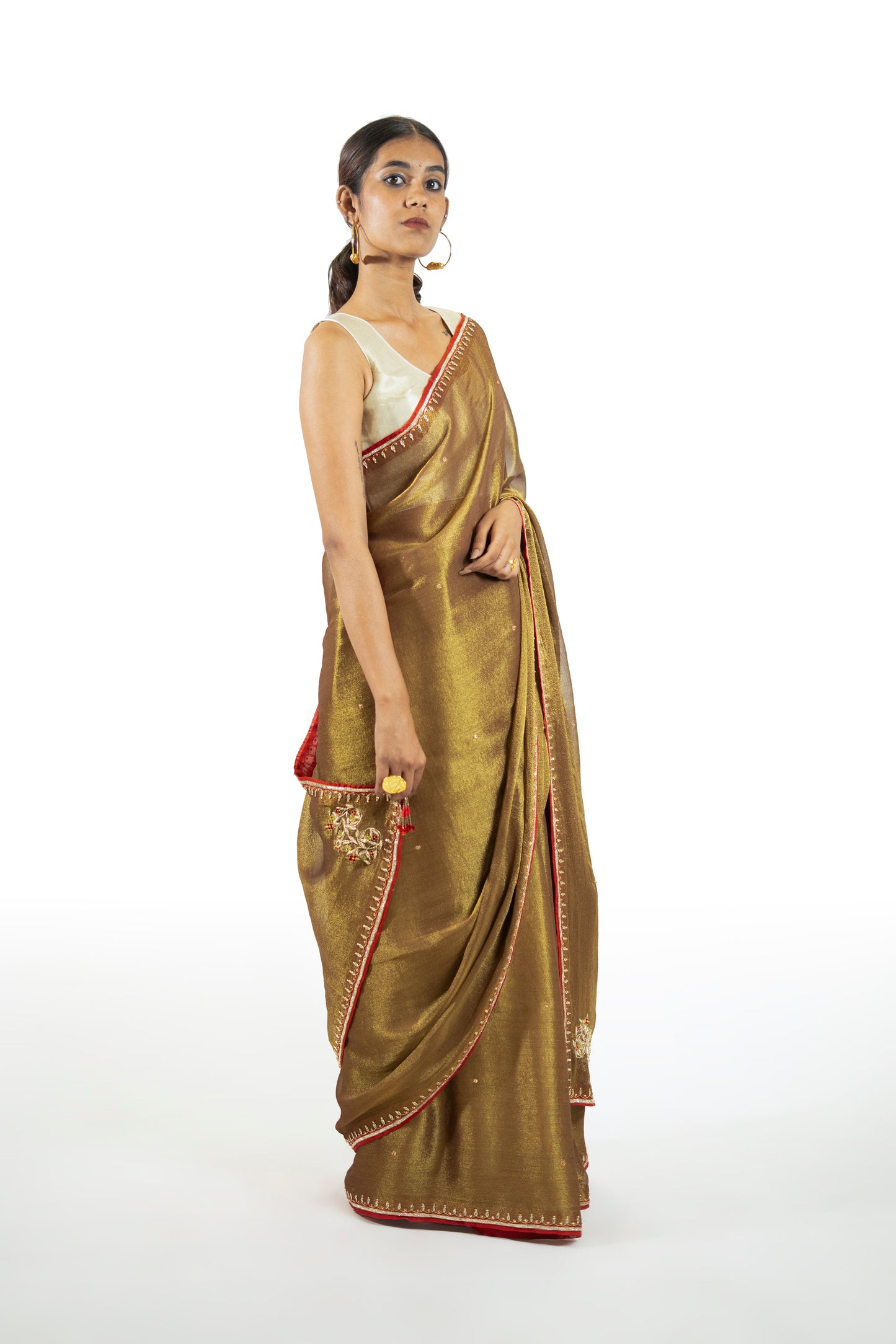 Mustard Tissue Saree