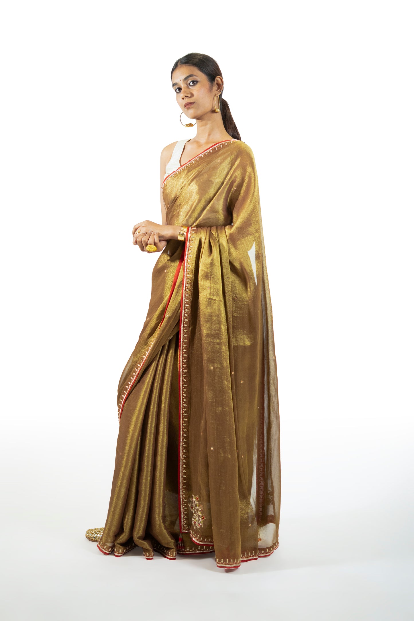 Mustard Tissue Saree