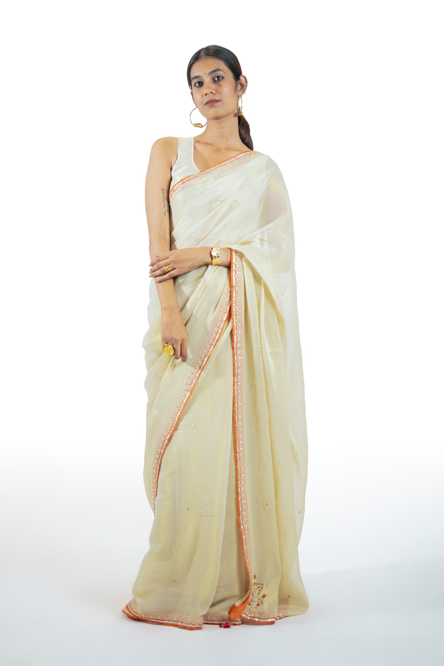 Mustard Tissue Saree
