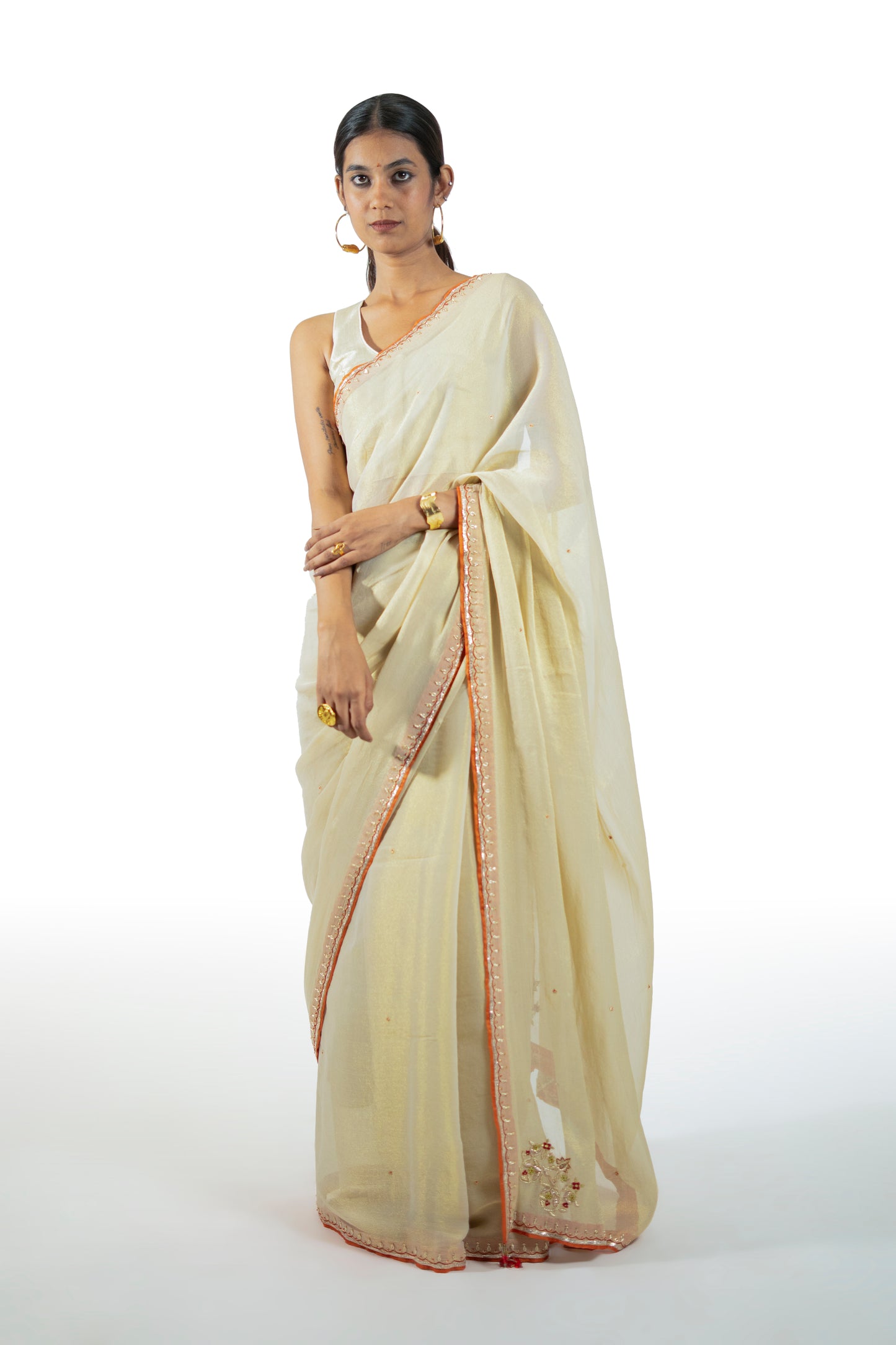 Mustard Tissue Saree