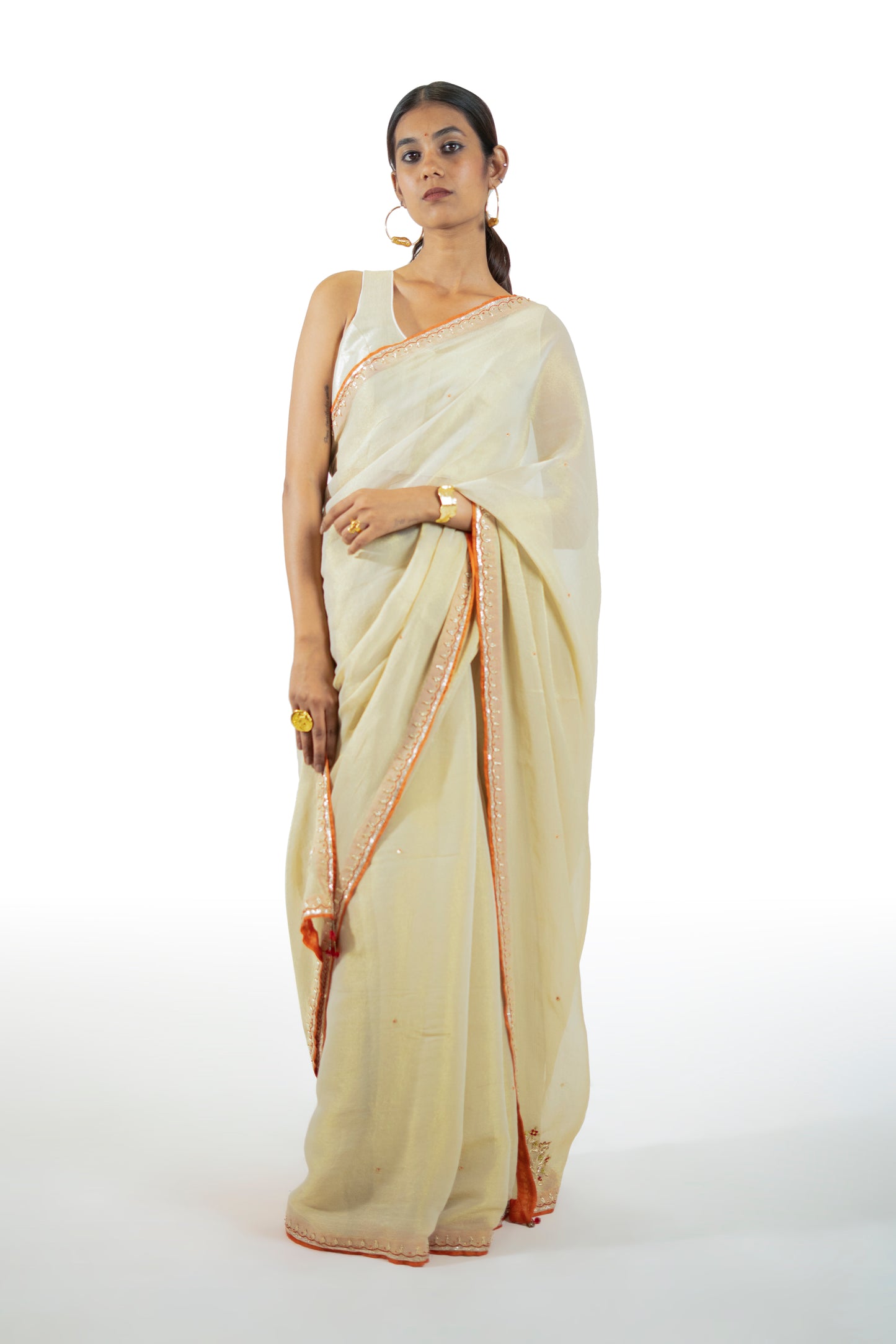 Mustard Tissue Saree