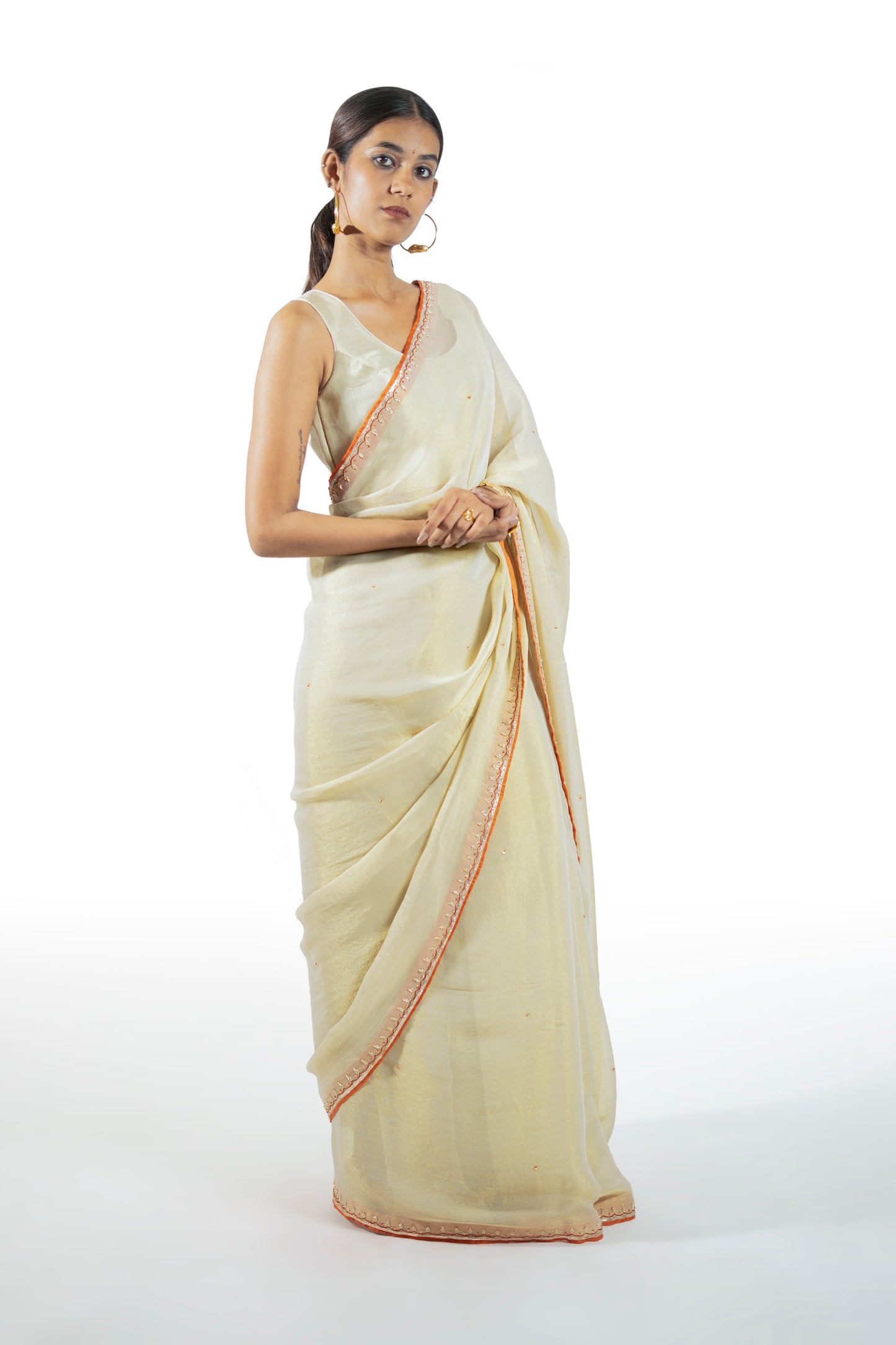 Mustard Tissue Saree