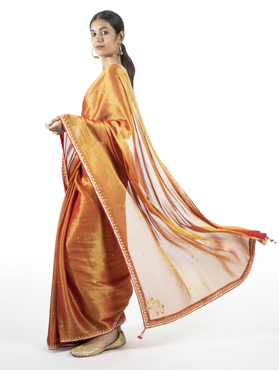 Orange Tissue Saree