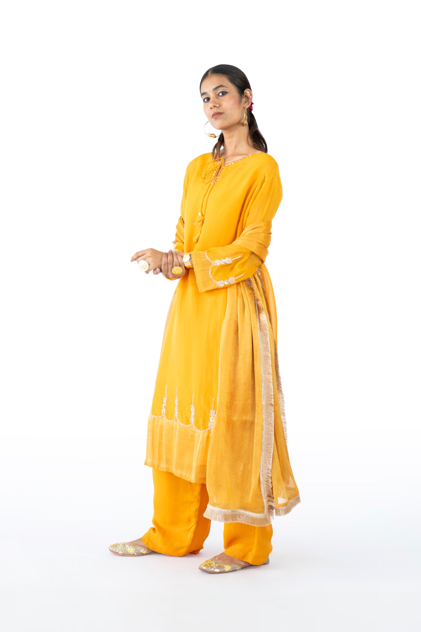 Orange Organza Kurta Set