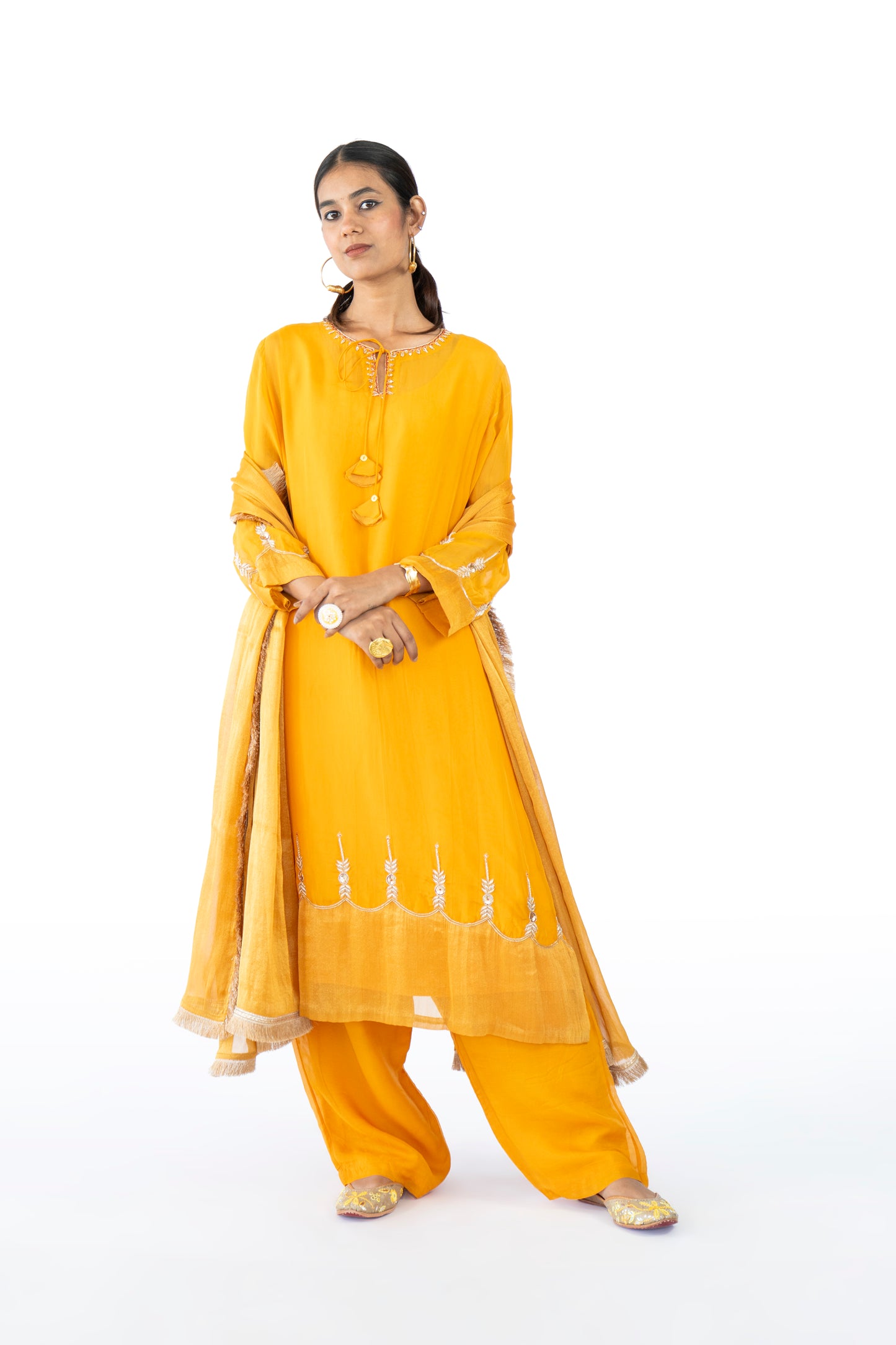 Orange Organza Kurta Set