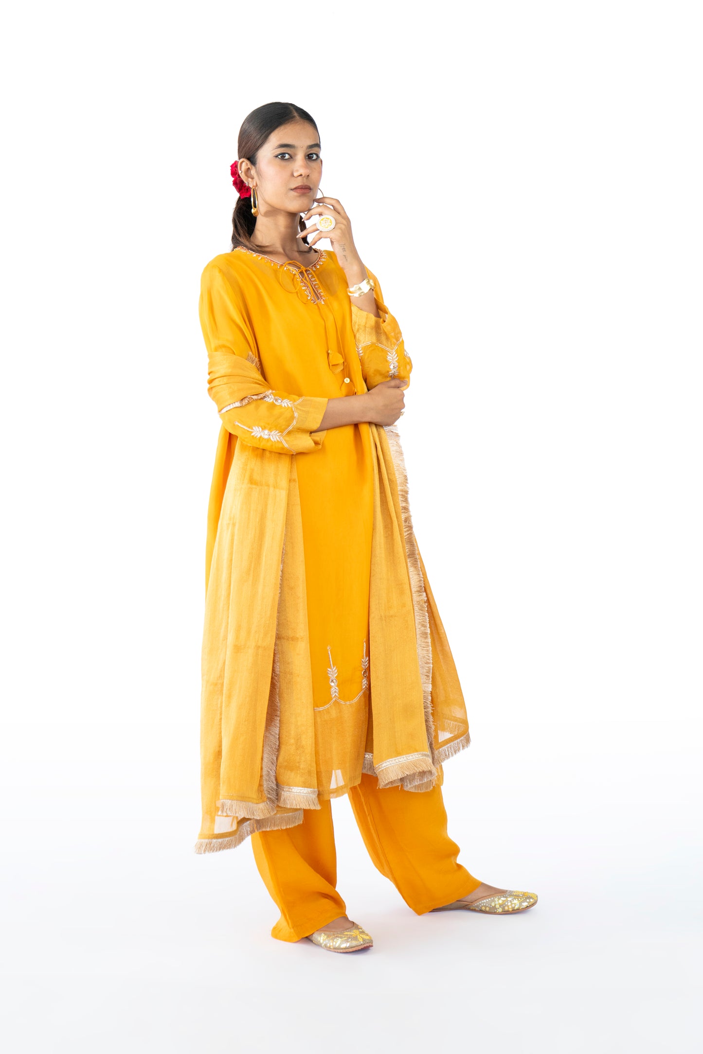 Red Organza Kurta Set