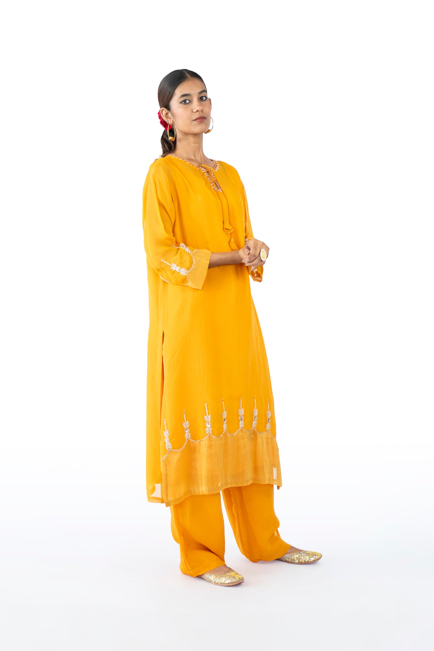 Orange Organza Kurta Set