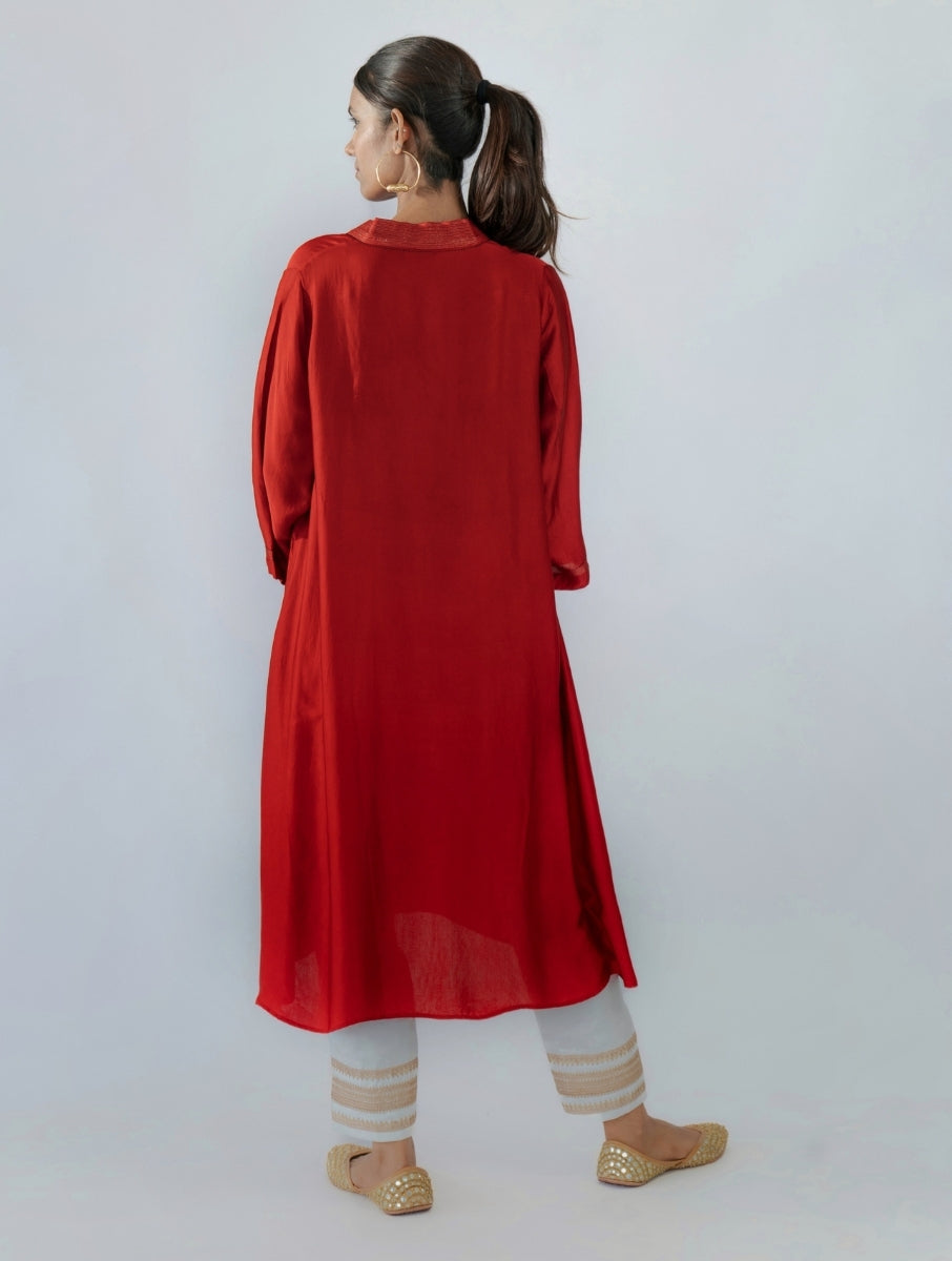 Red A-Line Kurta Set