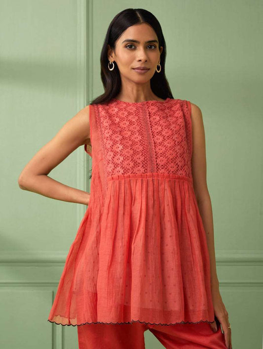 Coral lace Top & Pants (Set of 3)