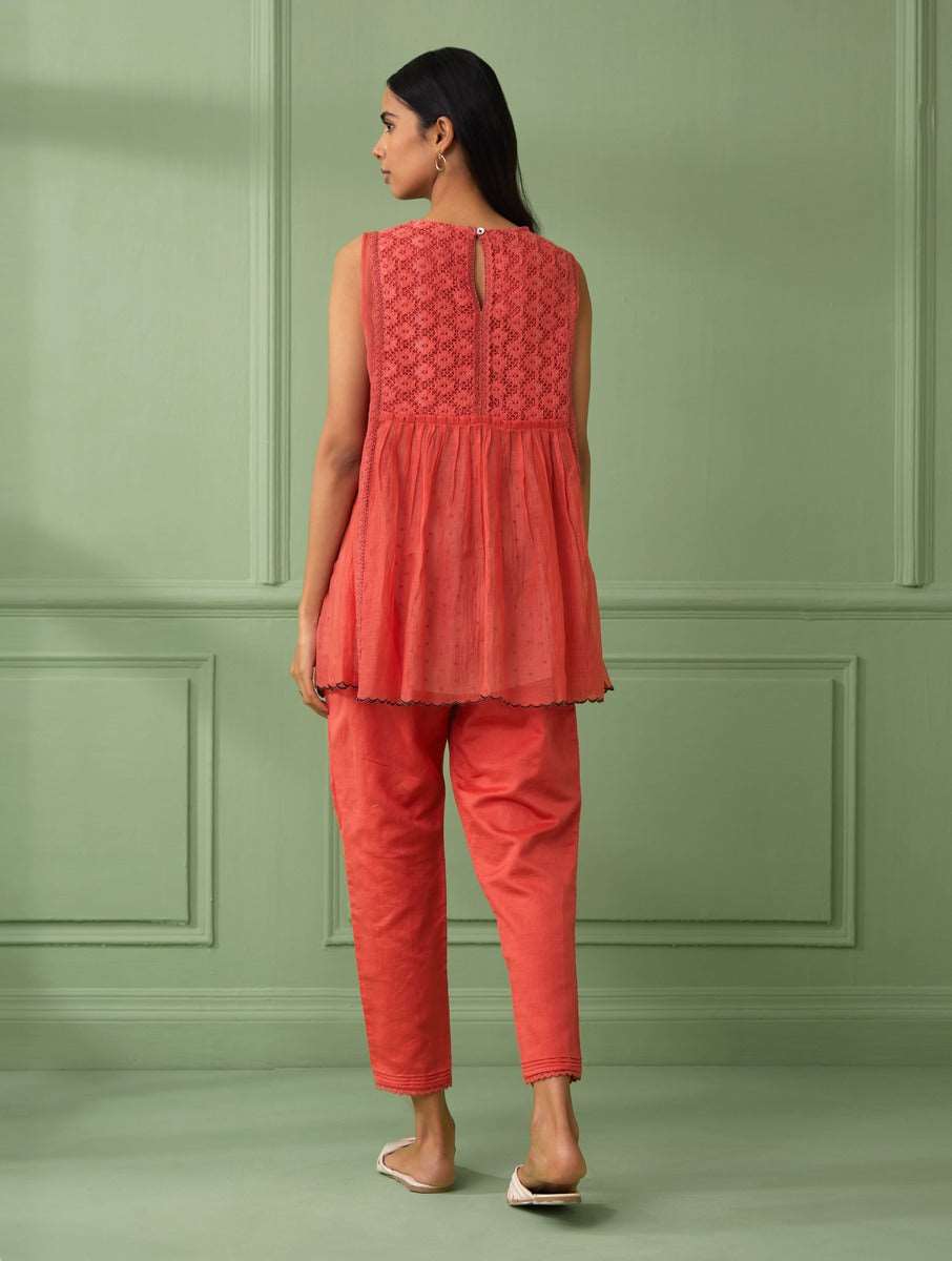 Coral lace Top & Pants (Set of 3)