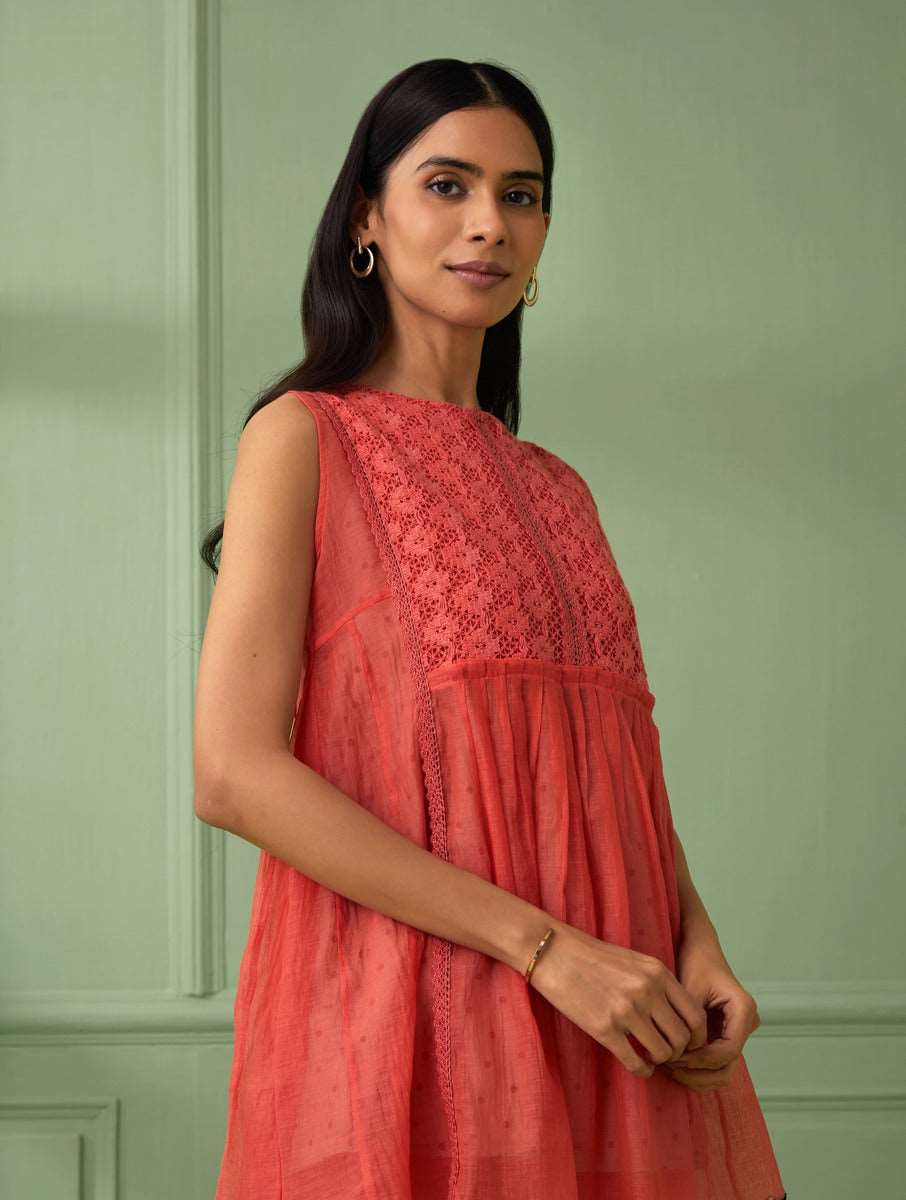 Coral lace Top & Pants (Set of 3)