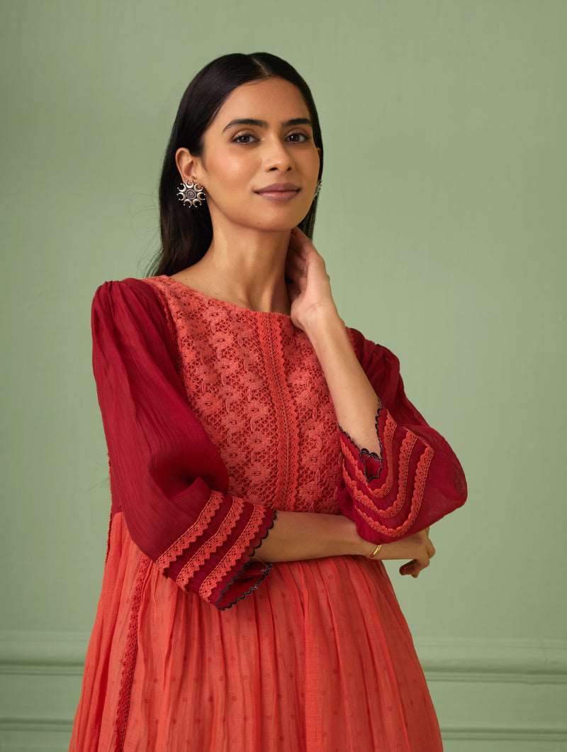 Coral and Red Maxi Dress (Set of 2)