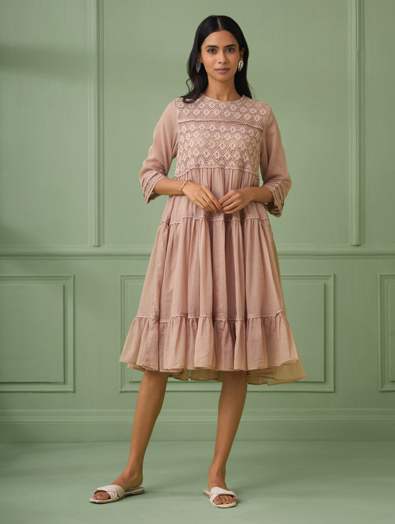 Rose Tiered Lace Dress