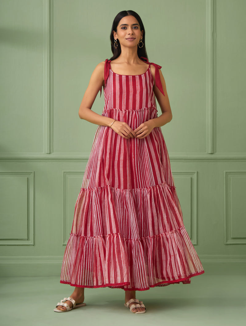 Stripe Breezy Tiered Maxi Dress