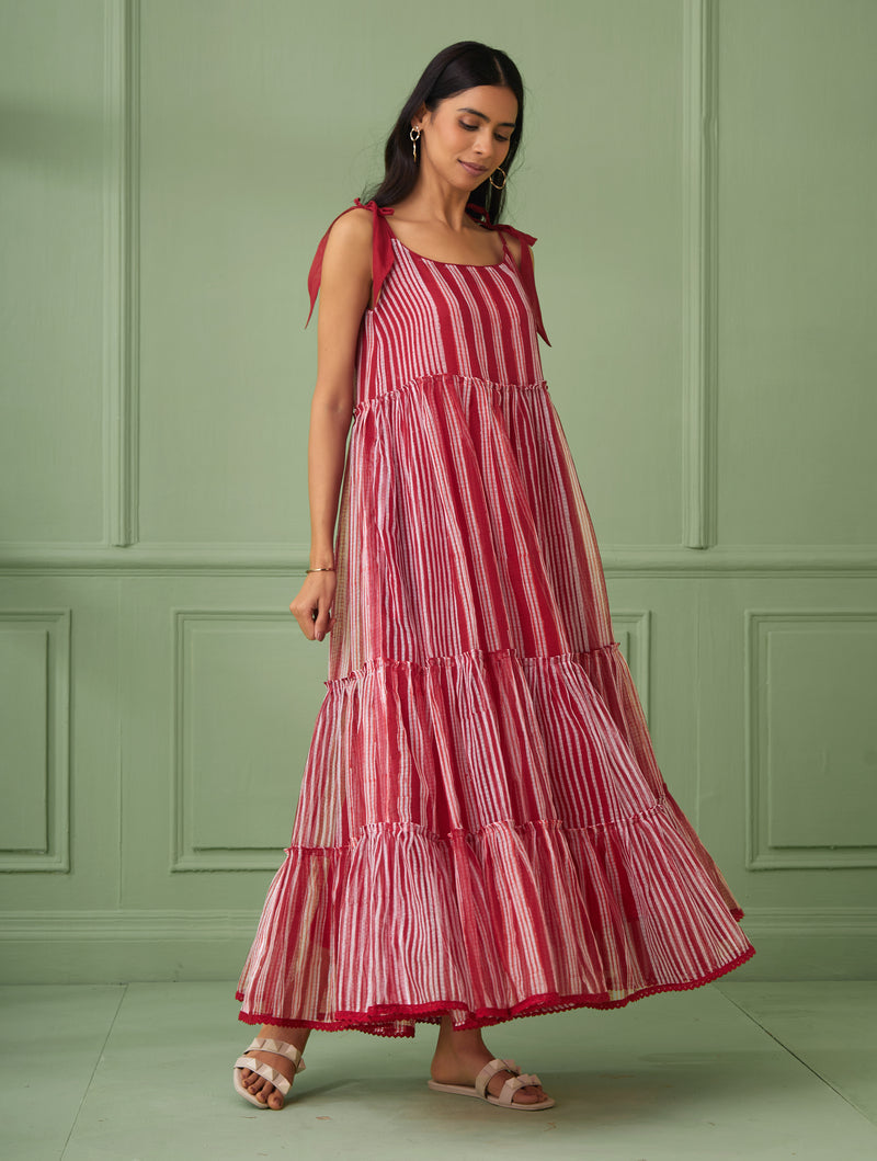 Stripe Breezy Tiered Maxi Dress