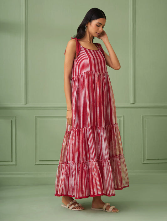 Stripe Breezy Tiered Maxi Dress