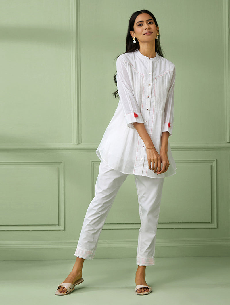 Front Open Cotton Shirt with Slip (set of 2)