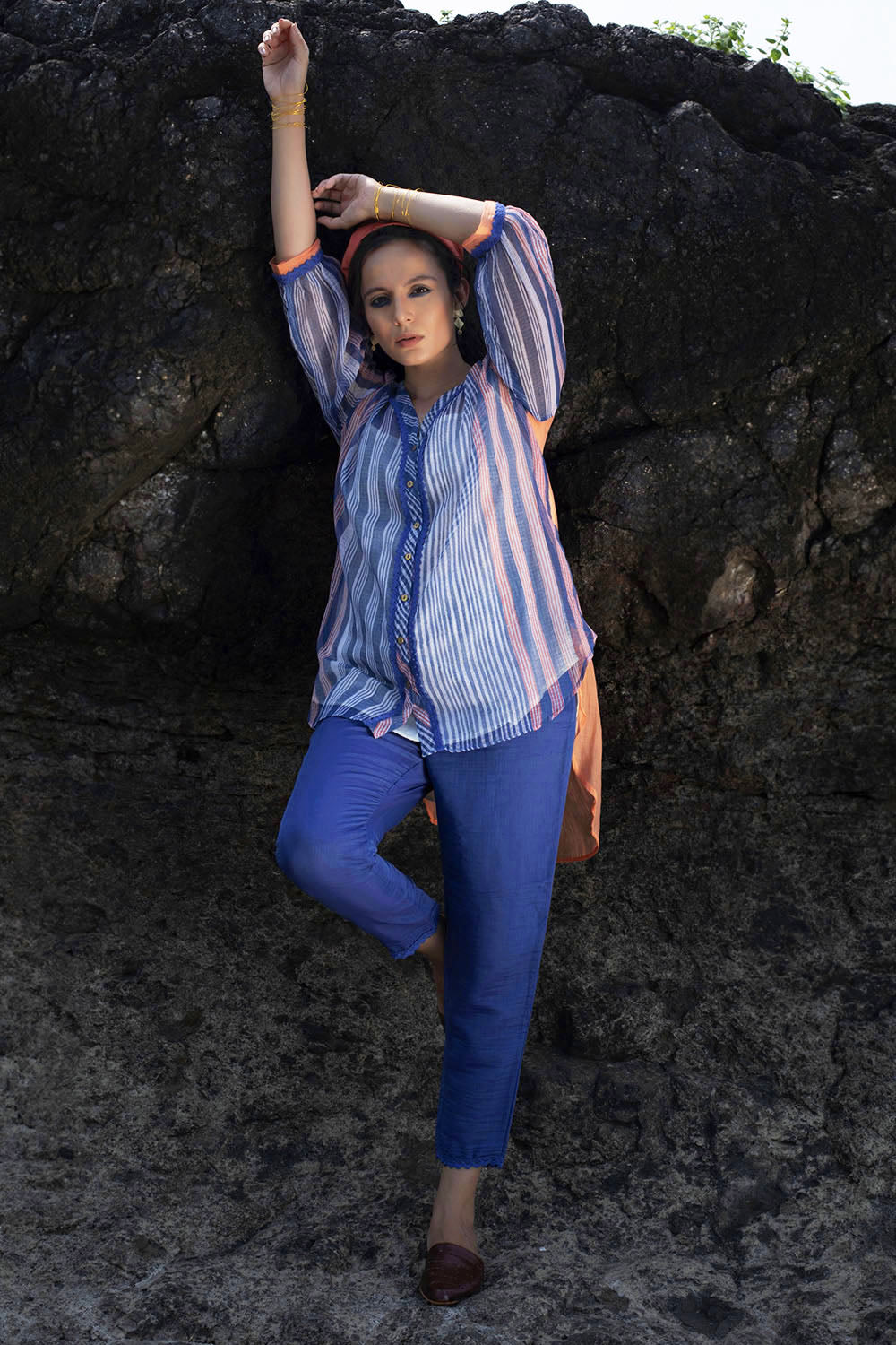 Indigo Peach Shirt with Pants (Set of 3)
