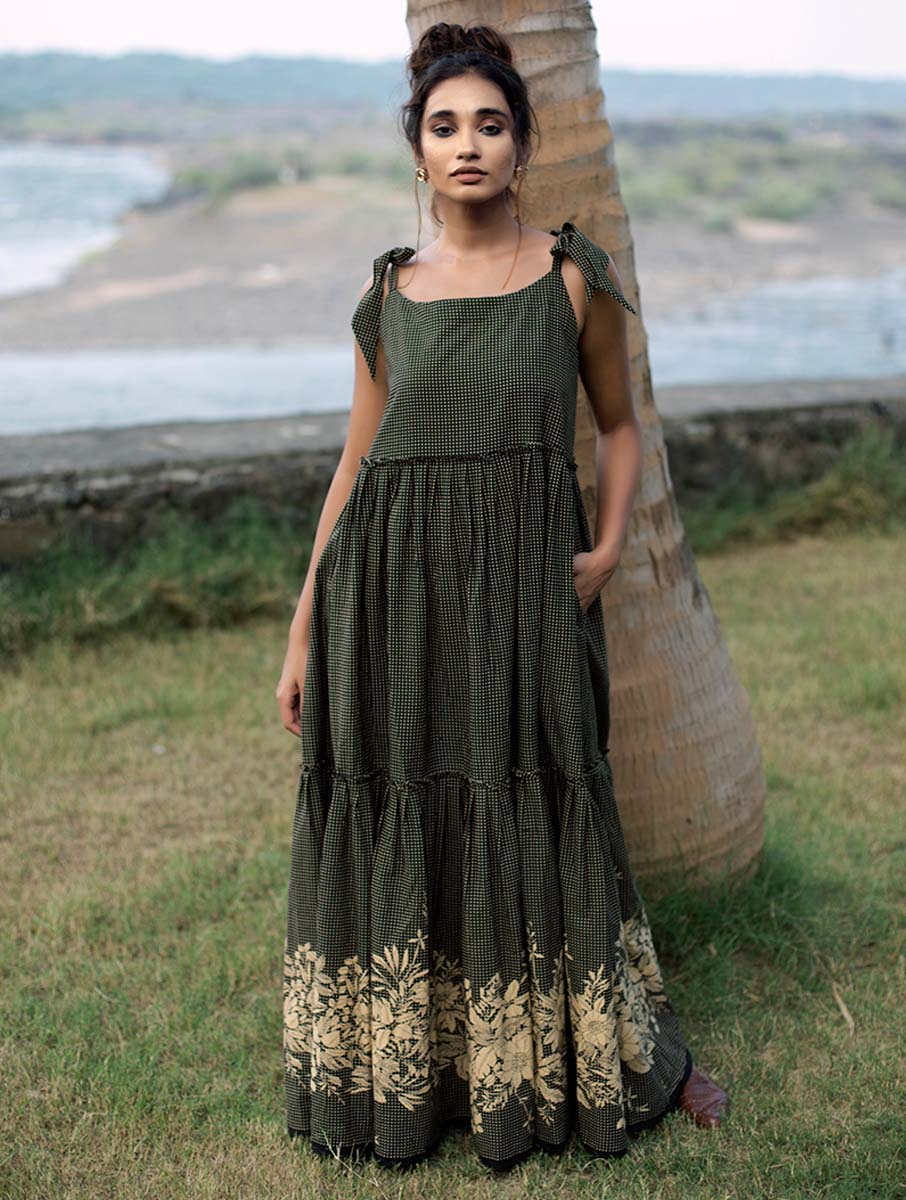 Lotus Print Maxi Dress