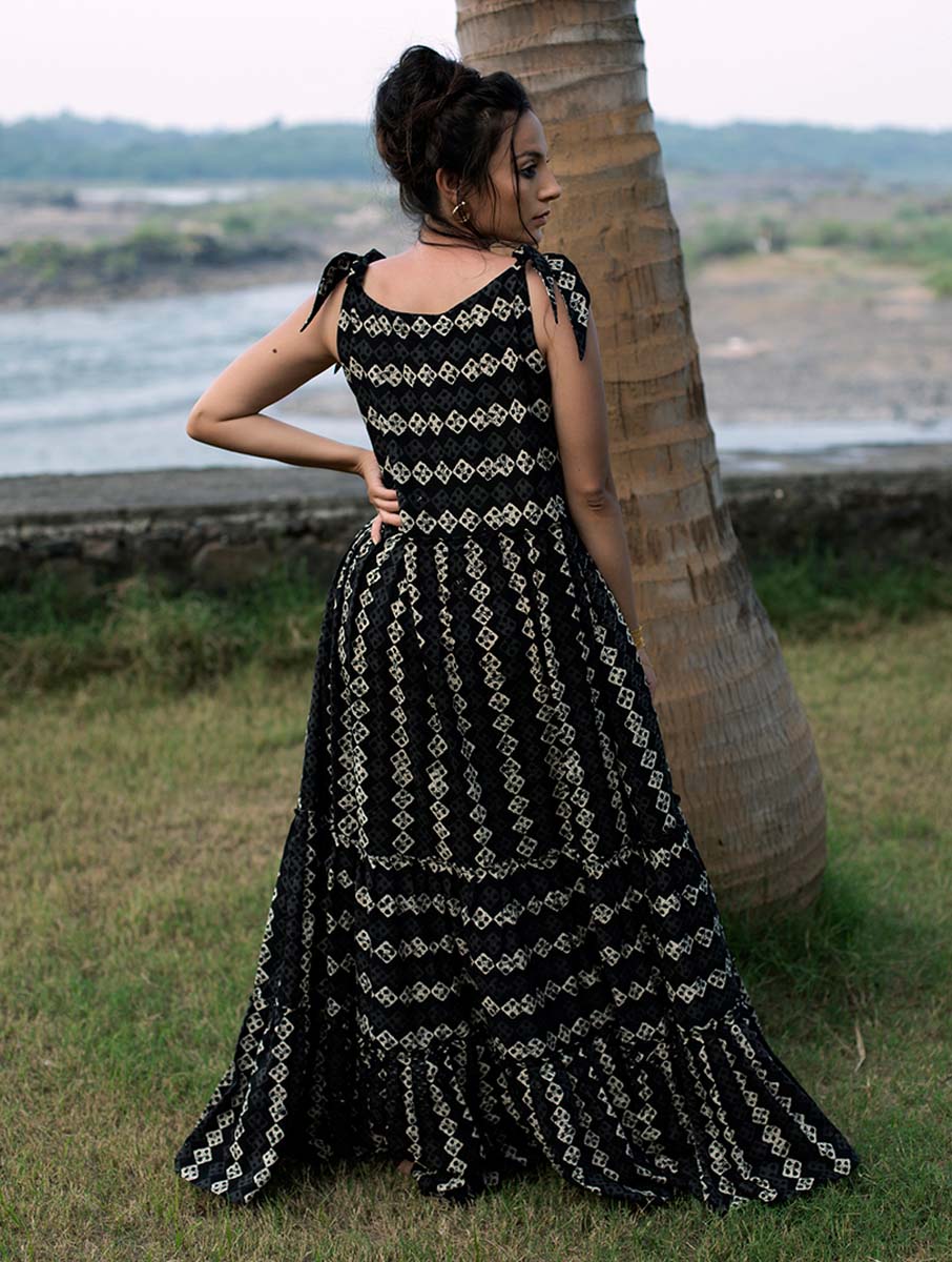 Lotus Print Maxi Dress