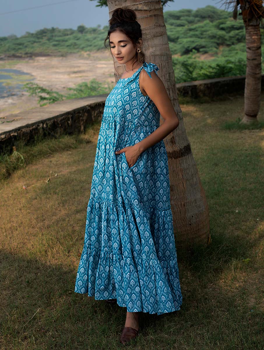 Lotus Print Maxi Dress