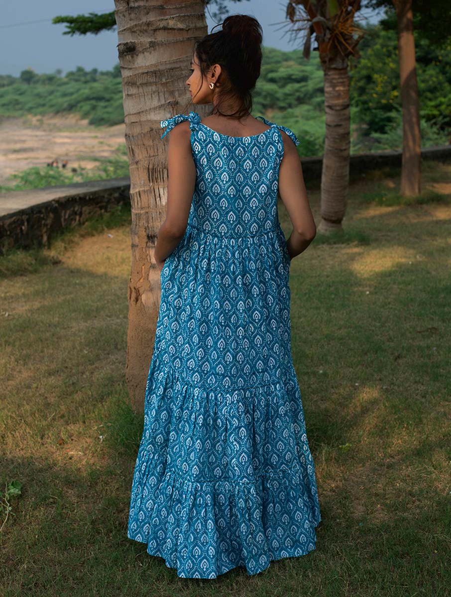 Lotus Print Maxi Dress