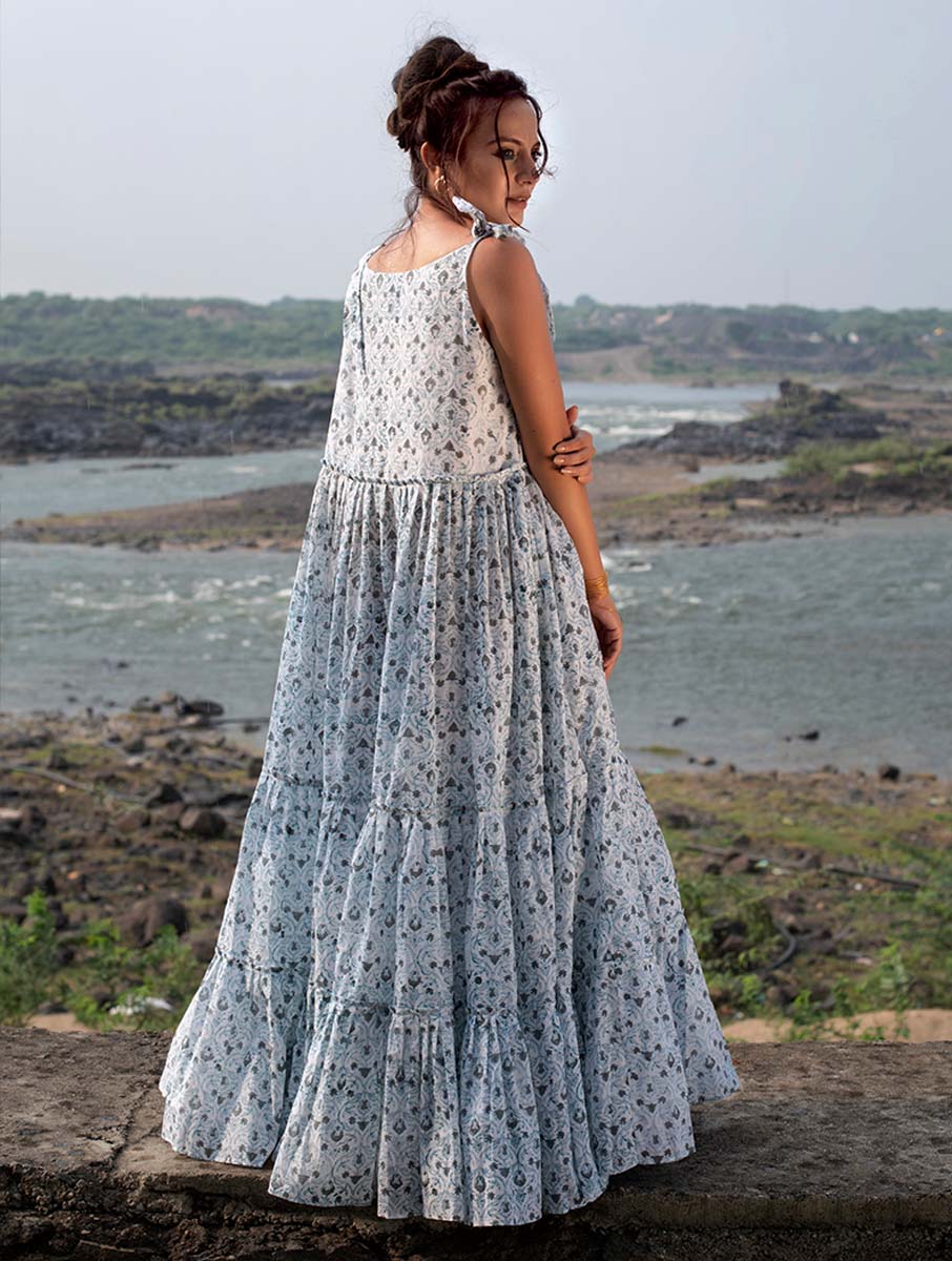 Lotus Print Maxi Dress