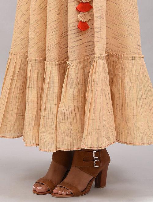 Beige Striped Cotton Skirt - Sonal Kabra