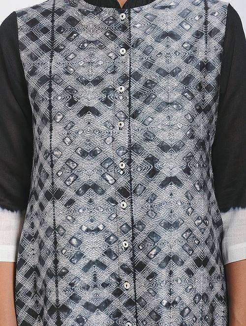 Black cluster shibori kurta (Set of 2) - Sonal Kabra