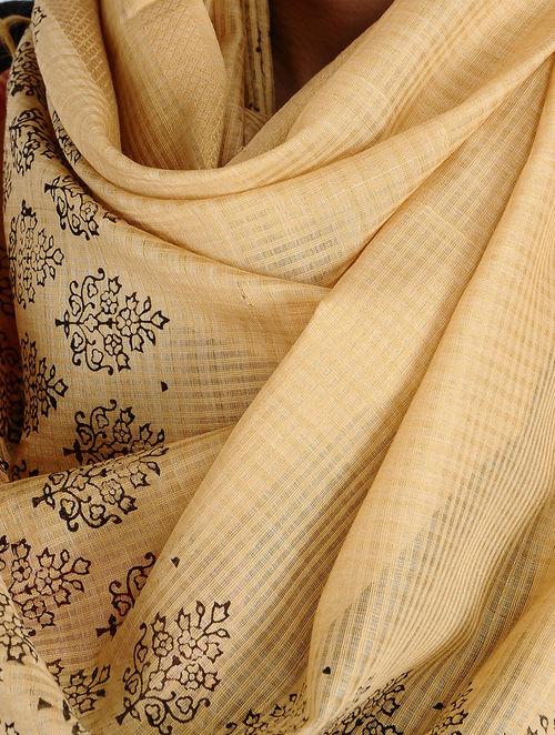 Cotton silk maheshwari fabric with black printed motif, natural fabric, sustainable, organic, COD available in India