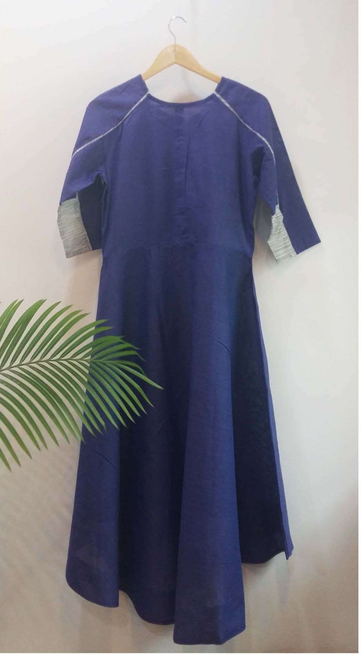 Blue high low long dress Dress The Neem Tree Sonal Kabra Buy Shop online premium luxury fashion clothing natural fabrics sustainable organic hand made handcrafted artisans craftsmen