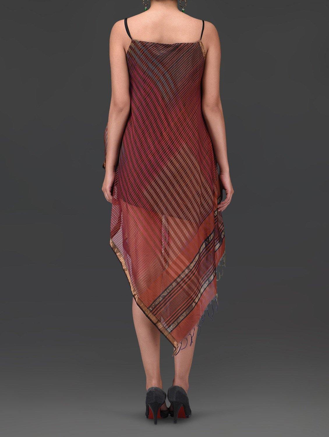 Brick red bias dress Dress Sonal Kabra Sonal Kabra Buy Shop online premium luxury fashion clothing natural fabrics sustainable organic hand made handcrafted artisans craftsmen